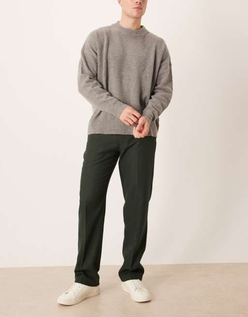 ASOS DESIGN - Pantalon droit habillé en laine mélangée à chevrons - Vert, 2 de 5