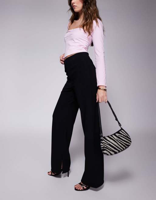 ASOS DESIGN - Pantalon droit taille haute fendu sur le côté - Noir, 4 de 5