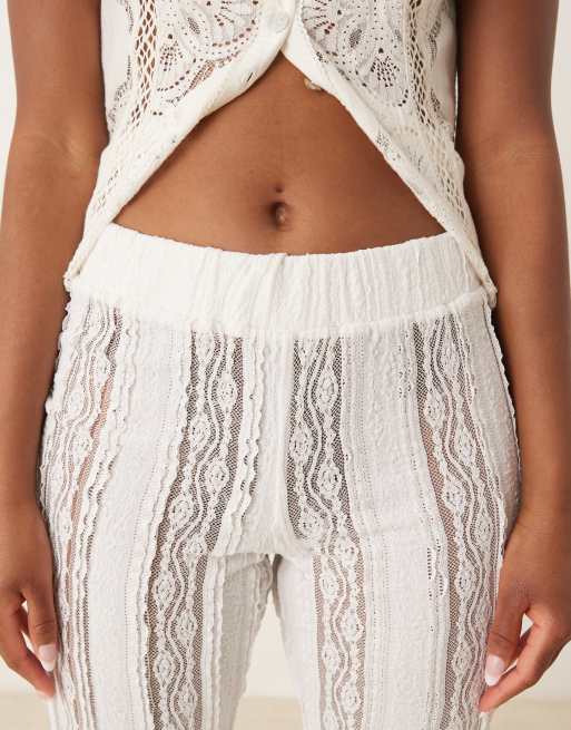 ASOS DESIGN - Pantalon droit texturé coupe ultra évasée - Blanc, 2 de 5