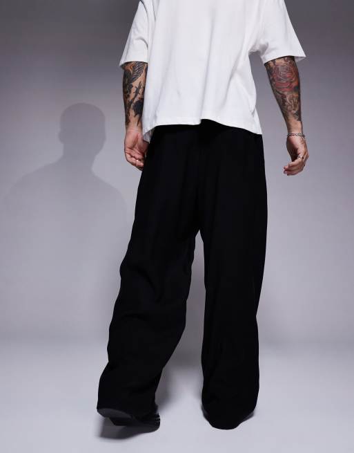 ASOS DESIGN horseshoe fit dress pants with belt in black