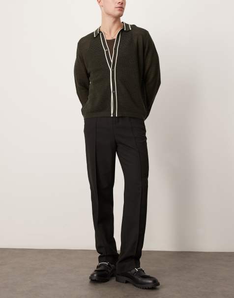 ASOS DESIGN - Pantalon élégant coupe droite à taille haute et plis nervurés - Noir - view 1