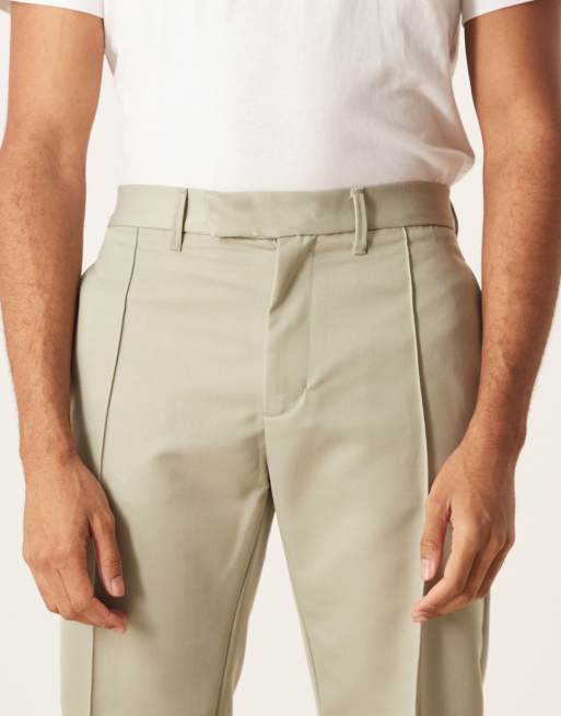 ASOS DESIGN - Pantalon élégant coupe droite raccourcie avec plis nervurés - Vert sauge, 5 de 5
