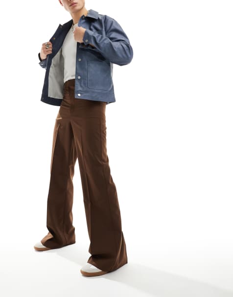 ASOS DESIGN - Pantalon élégant coupe évasée - Marron - view 1