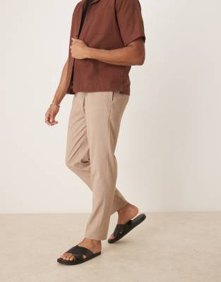 ASOS DESIGN - Pantalon élégant coupe fuselée à pinces - Taupe chiné - view 1
