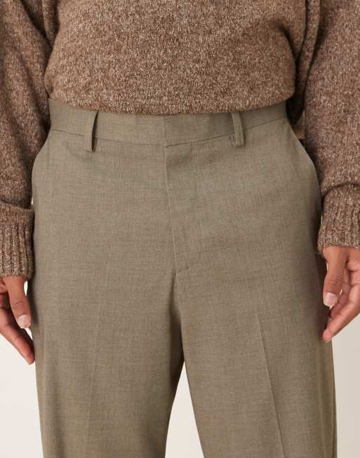 ASOS DESIGN - Pantalon élégant coupe fuselée décontractée en tissu texturé avec ourlet retroussé - Gris chiné, 5 de 5