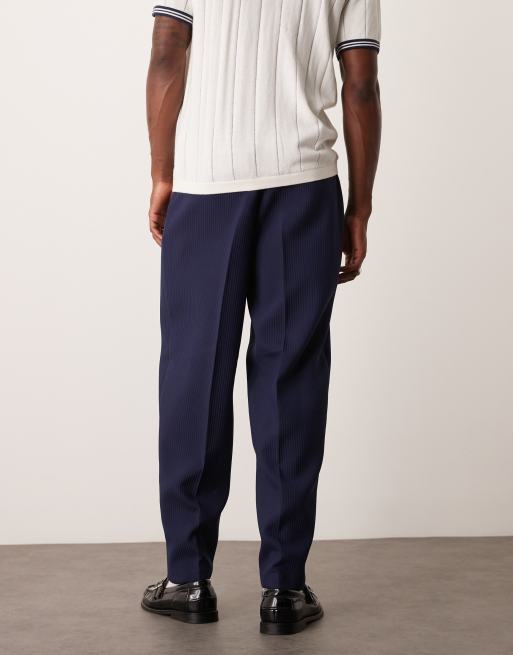 ASOS DESIGN - Pantalon élégant oversize fuselé en tissu côtelé texturé - Bleu marine, 4 de 5