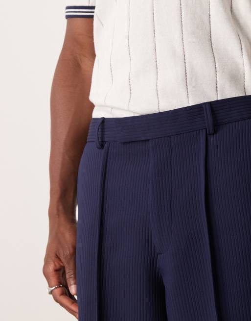 ASOS DESIGN - Pantalon élégant oversize fuselé en tissu côtelé texturé - Bleu marine, 5 de 5
