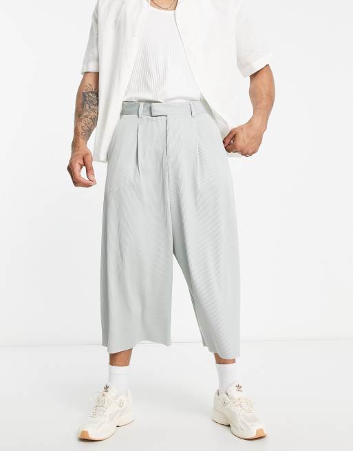 ASOS DESIGN - Pantalon élégant ultra large style jupe-culottes à pinces - Vert sauge