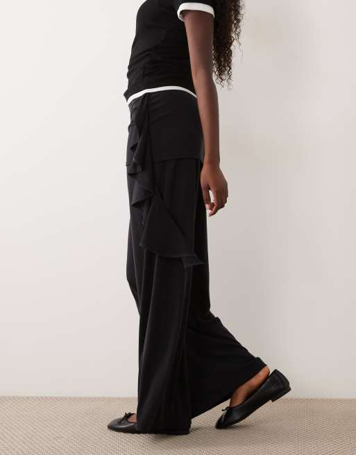 ASOS DESIGN pantalon en cupro à taille volantée noir, 3 de 5