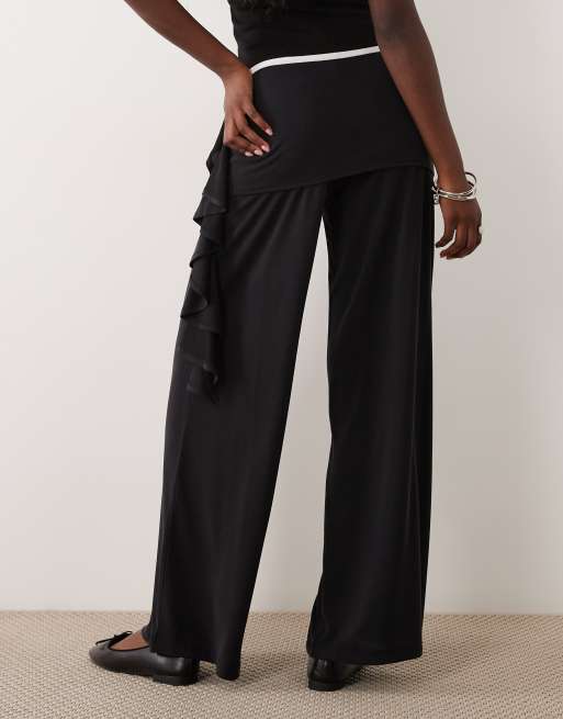 ASOS DESIGN pantalon en cupro à taille volantée noir, 5 de 5