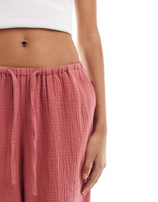 ASOS DESIGN - Pantalon en gaze avec liens noués à la taille - Terracotta, 4 de 5