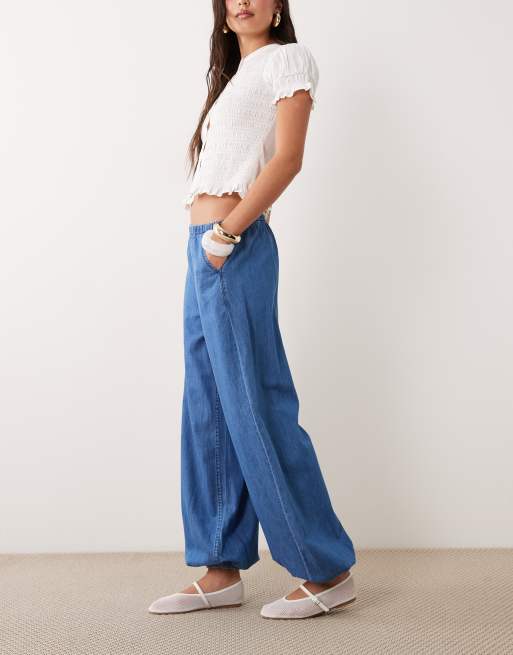 ASOS DESIGN - Pantalon en jean coupe ballon - Délavage moyen épuré, 3 de 5