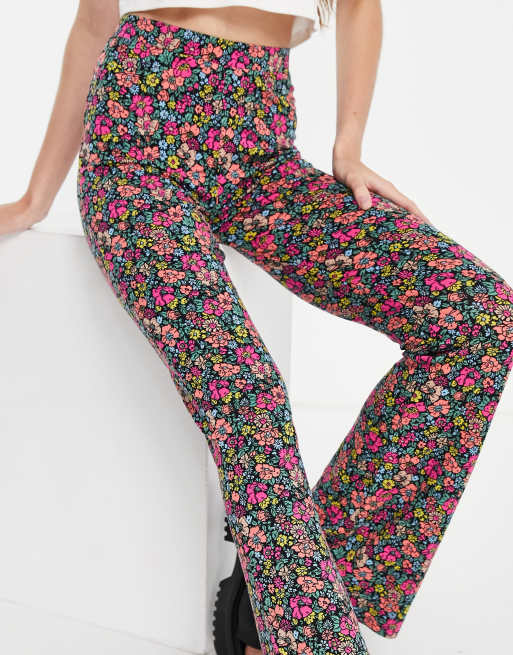 ASOS DESIGN - Pantalon évasé à imprimé floral foncé, 3 de 4
