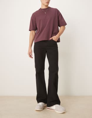 ASOS DESIGN - Pantalon évasé large - Noir délavé