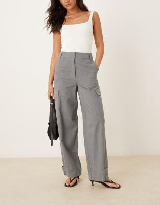 Pantalon fonctionnel avec poche en flanelle brossée - Gris chiné 40