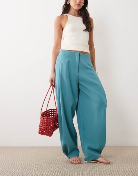 ASOS DESIGN - Pantalon fuselé ajusté avec ourlet à boutons-pression - Sarcelle - view 1