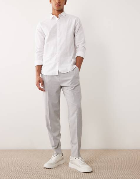 ASOS DESIGN pantalon fuselé ajusté bleu seersucker à taille élastiquée - view 1