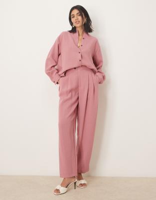 Pantalon fuselé d'ensemble avec patte de boutonnage latérale - Vieux rose 38
