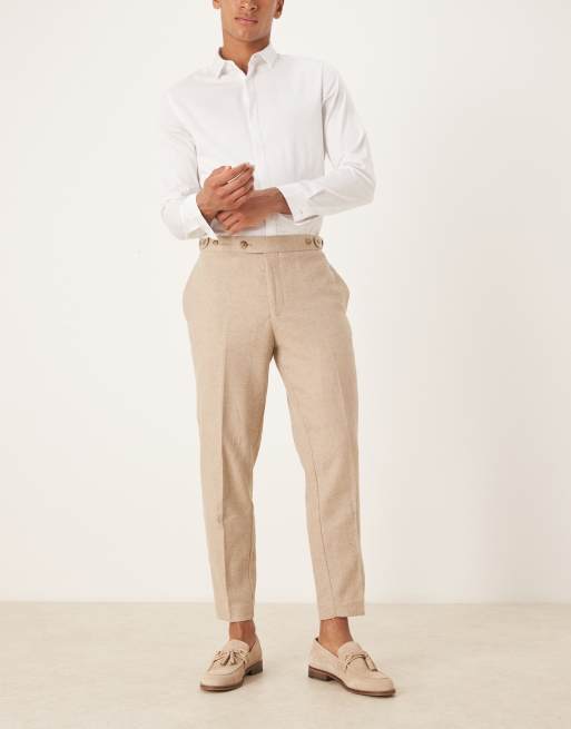 ASOS DESIGN - Pantalon fuselé élégant en laine avec pattes d'ajustement à la taille - Taupe, 2 de 5