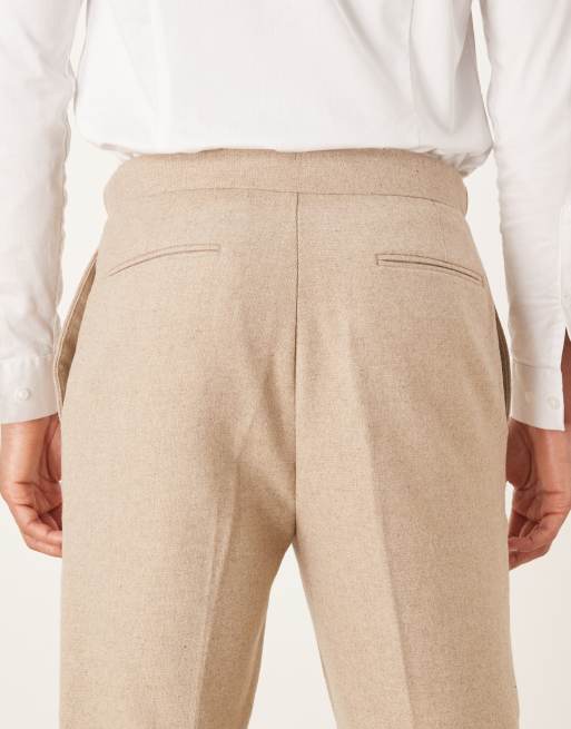 ASOS DESIGN - Pantalon fuselé élégant en laine avec pattes d'ajustement à la taille - Taupe, 4 de 5