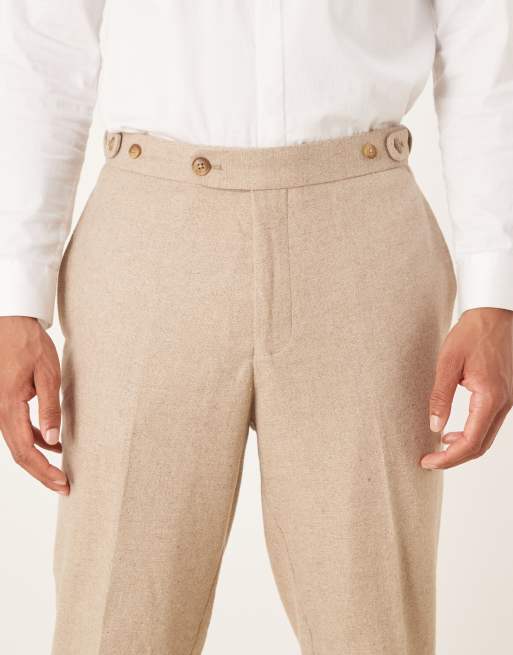 ASOS DESIGN - Pantalon fuselé élégant en laine avec pattes d'ajustement à la taille - Taupe, 5 de 5