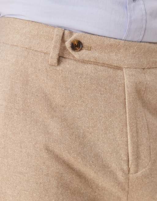 ASOS DESIGN - Pantalon fuselé élégant en laine mélangée - Taupe, 2 de 5