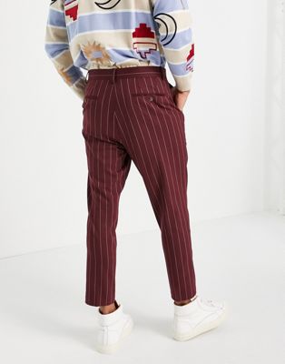 Pantalons courts Pantalon fuselé habillé à rayures - Bordeaux