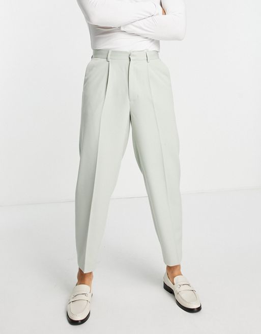 DESIGN - Pantalon fuselé habillé - Vert cendré