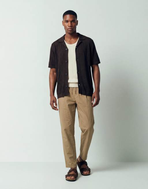 ASOS DESIGN - Pantalon fuselé oversize avec plis en tissu technique - Fauve, 10 de 12