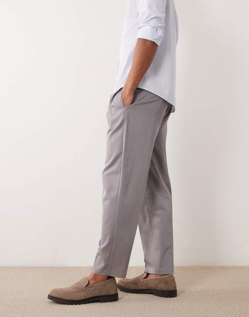 ASOS DESIGN - Pantalon fuselé oversize habillé en sergé à pinces - Gris, 3 de 5