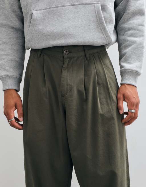 ASOS DESIGN pantalon fuselé oversize kaki à plis, 5 de 5
