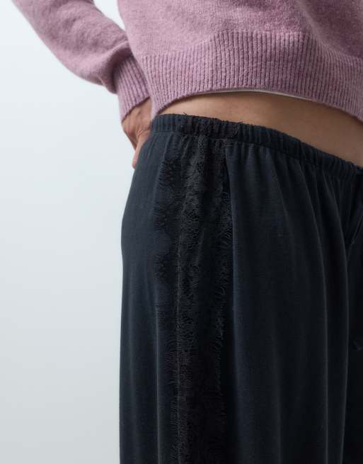 ASOS DESIGN pantalón globo con ribete de encaje en negro, 5 de 5