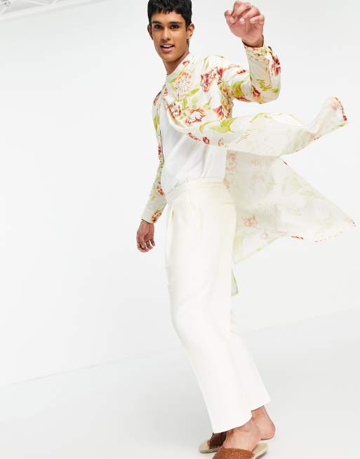ASOS DESIGN - Pantalon habillé ajusté à entrejambe bas - Blanc cassé