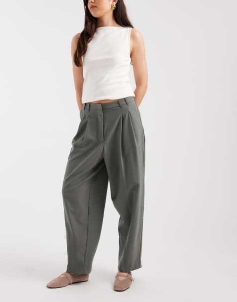 ASOS DESIGN - Pantalon habillé ajusté coupe baggy en tissu texturé - Olive - view 1