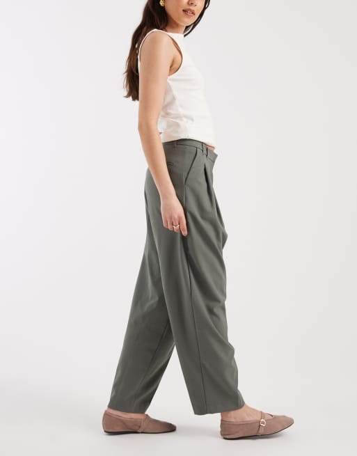 ASOS DESIGN - Pantalon habillé ajusté coupe baggy en tissu texturé - Olive , 2 de 5