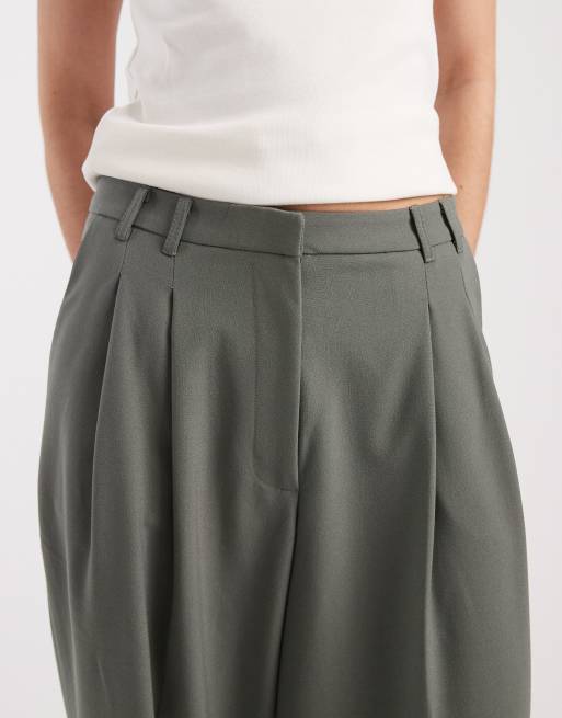 ASOS DESIGN - Pantalon habillé ajusté coupe baggy en tissu texturé - Olive , 4 de 5