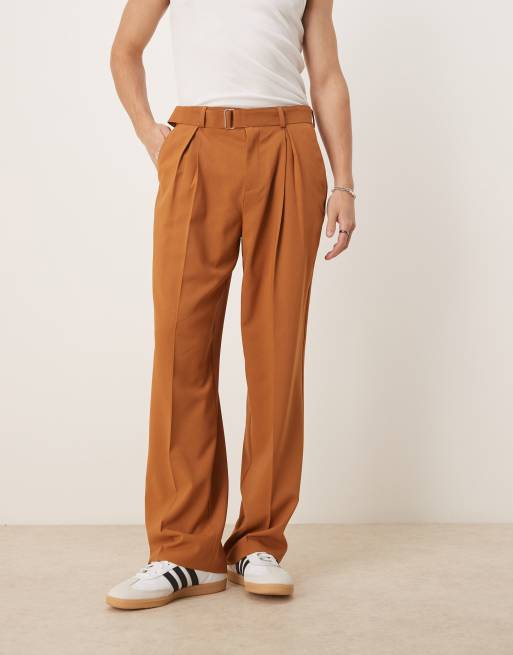 ASOS DESIGN - Pantalon habillé ample avec pinces devant en lin mélangé - Rouille, 5 de 5