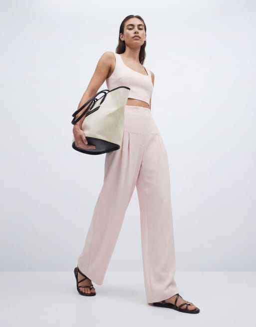 ASOS DESIGN - Pantalon habillé ample avec taille cintrée - Rose, 10 de 12