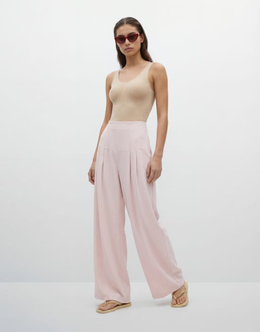 ASOS DESIGN - Pantalon habillé ample avec taille cintrée - Rose, 9 de 12