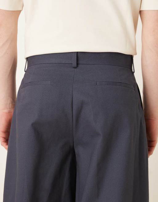 ASOS DESIGN - Pantalon habillé ample en coton épais pur coupe bouffante - Bleu marine, 4 de 5
