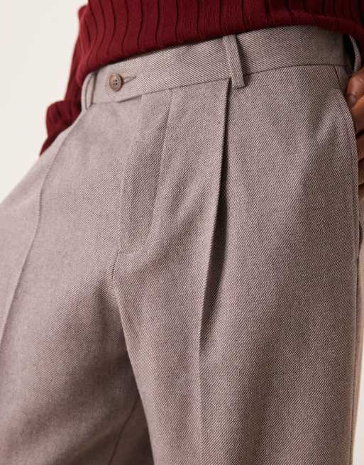 ASOS DESIGN - Pantalon habillé ample en laine mélangée - Marron clair, 2 de 5