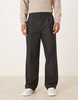ASOS DESIGN - Pantalon habillé ample en tissu technique à taille élastique - Noir