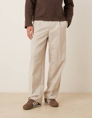 ASOS DESIGN - Pantalon habillé ample - Taupe-Gris