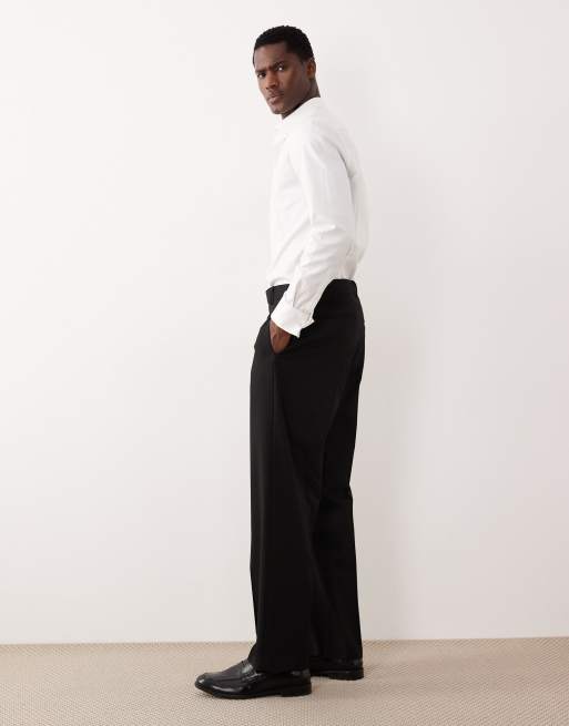 ASOS DESIGN - Pantalon habillé coupe ample à rayures fines effet métallisé - Noir, 3 de 5