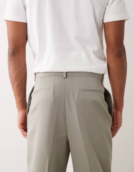 ASOS DESIGN - Pantalon habillé coupe décontractée fuselée à pinces - Vert sauge, 4 de 5