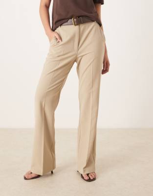 Pantalon habillé coupe droite ajustée avec ceinture - Neutre 32