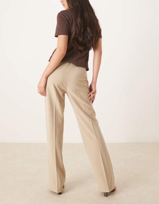 ASOS DESIGN - Pantalon habillé coupe droite ajustée avec ceinture - Neutre, 4 de 5