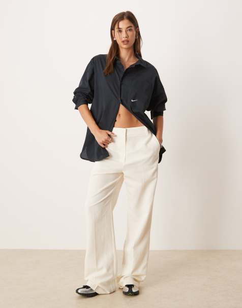 ASOS DESIGN - Pantalon habillé coupe droite ajustée en lin mélangé - Crème - view 1