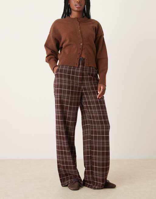 ASOS DESIGN - Pantalon habillé coupe droite décontractée à carreaux - Bordeaux, 4 de 5