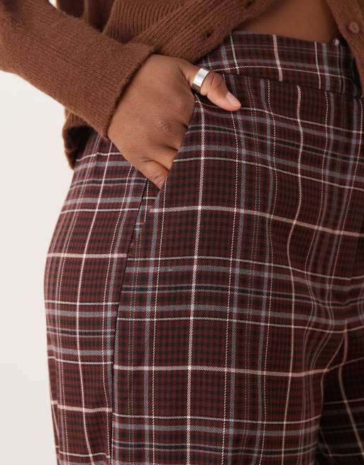ASOS DESIGN - Pantalon habillé coupe droite décontractée à carreaux - Bordeaux, 5 de 5